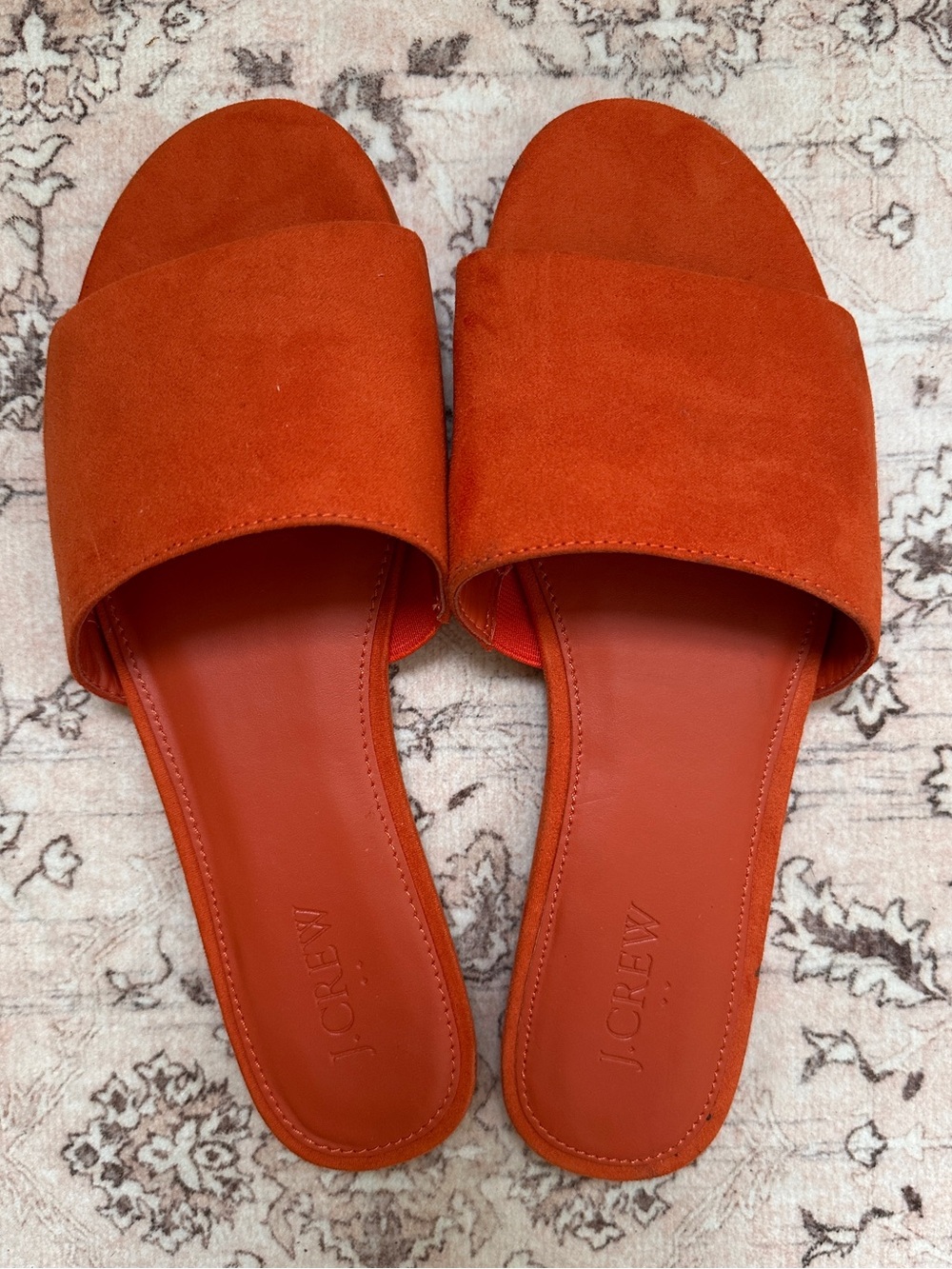 J. Crew Factory Orange Suede Slide flat Sandals  8